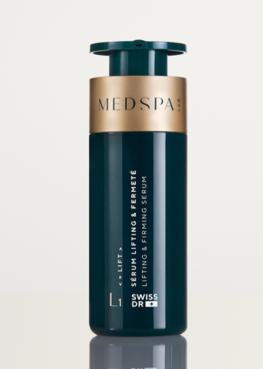 Sérum lifting visage L1 MEDSPA LABORATOIRES, formule aux peptides qui raffermit la peau, lisse les rides et améliore l’élasticité.