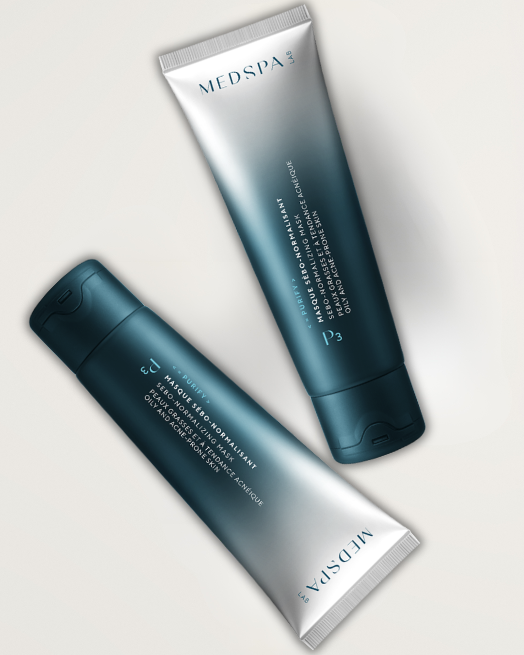 Masque sébo-normalisant P3 MEDSPA LABORATOIRES, soin visage purifiant pour réguler le sébum, resserrer les pores et matifier la peau.