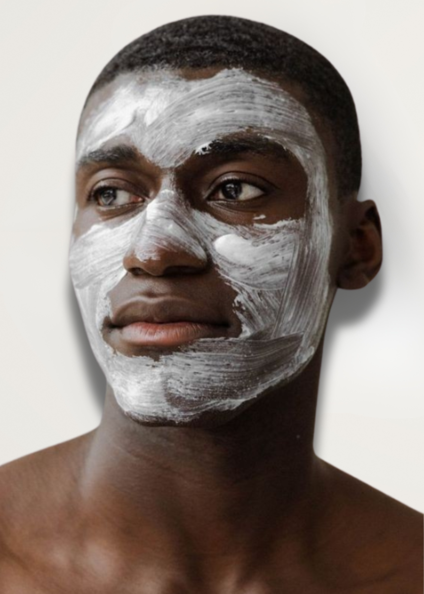 Application masque purifiant visage P3 MEDSPA LABORATOIRES, soin qui régule le sébum et resserre les pores.