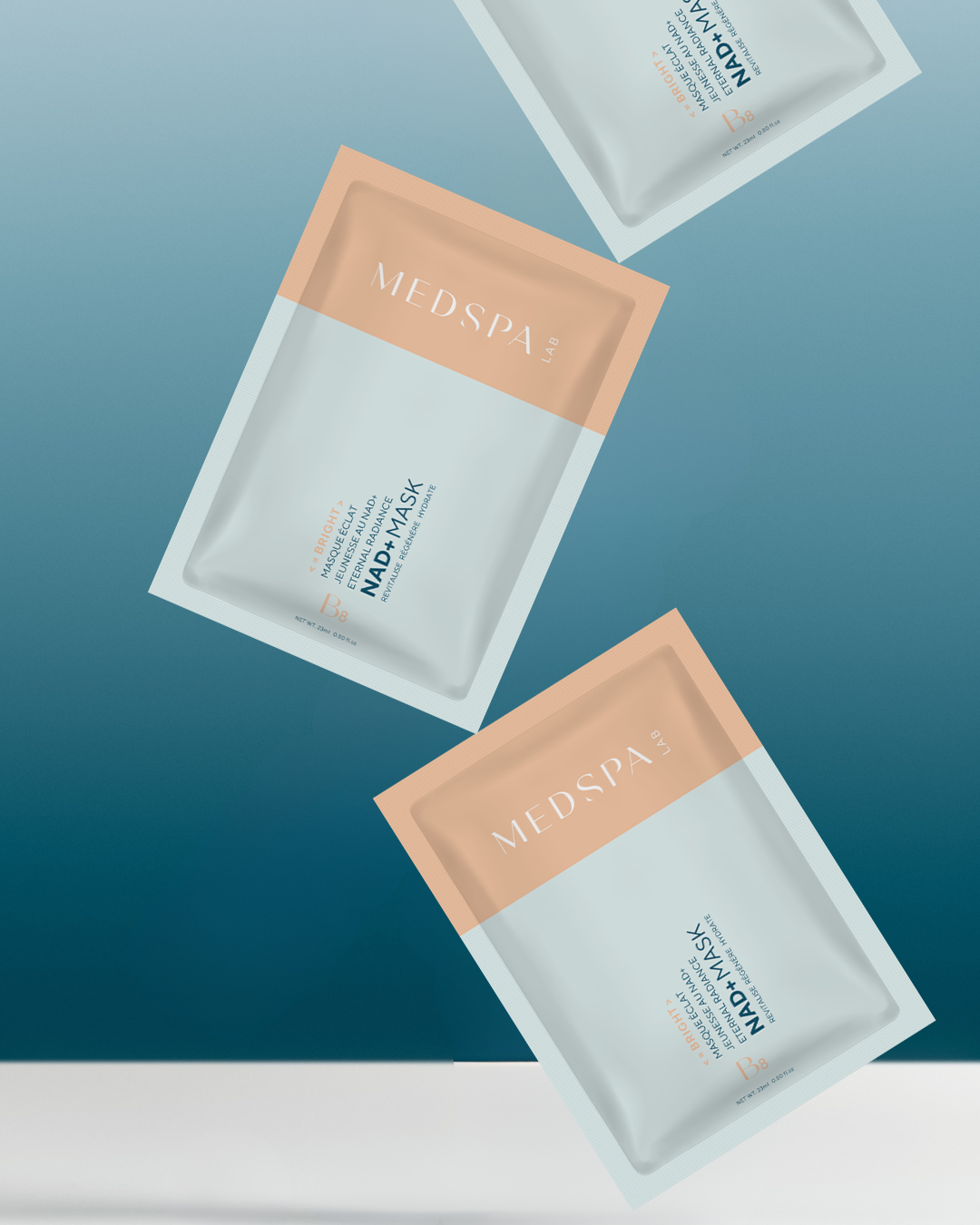 Masque visage NAD+ MEDSPA LABORATOIRES, soin régénérant pour revitaliser la peau, améliorer l’éclat du teint et renforcer l’énergie cellulaire.