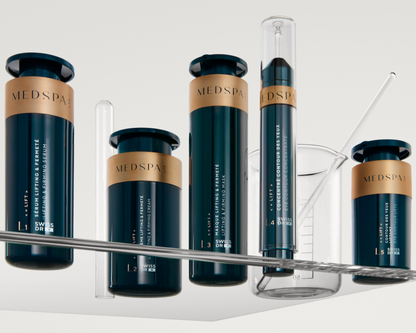 Routine de soins visage lifting MEDSPA LABORATOIRES avec sérum, crème, masque et contour des yeux pour raffermir la peau et lisser les rides.