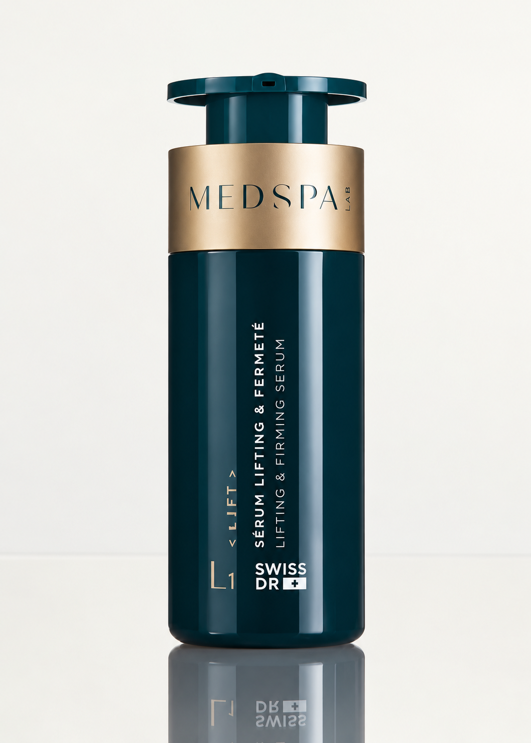 Sérum lifting visage L1 MEDSPA LABORATOIRES, formule aux peptides qui raffermit la peau, lisse les rides et améliore l’élasticité.